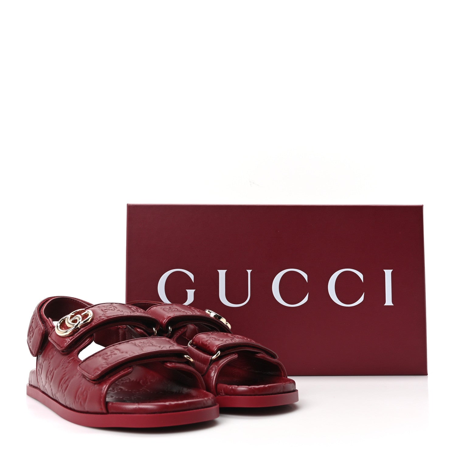 Gucci Guccissima GG Embossed Womens Sandals 37 Rosso Ancora 9 of 9
