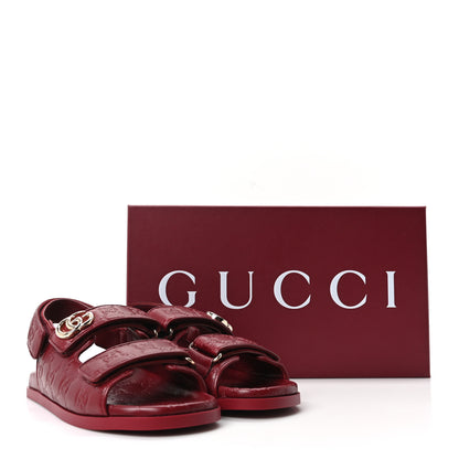 Gucci Guccissima GG Embossed Womens Sandals 37 Rosso Ancora 9 of 9