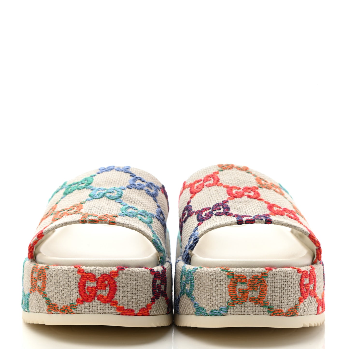 Linen Psychedelic Mini GG Monogram Angelina Platform 55mm Slide Sandals 40.5 Multicolor