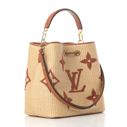 Louis Vuitton Raffia Calfskin Monogram Neonoe MM Tan 3 of 12
