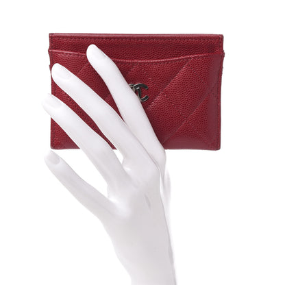 Chanel Caviar Quilted Card Holder Red 2 of 9