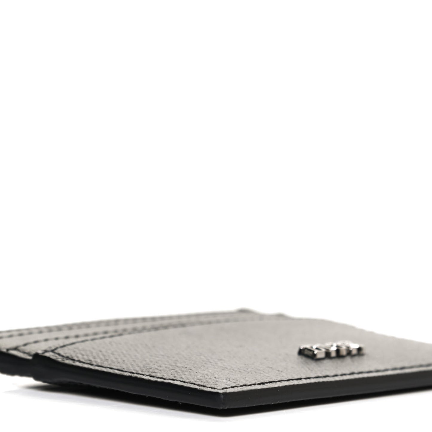 Coated Canvas Calfskin CD Diamond Card Holder Black