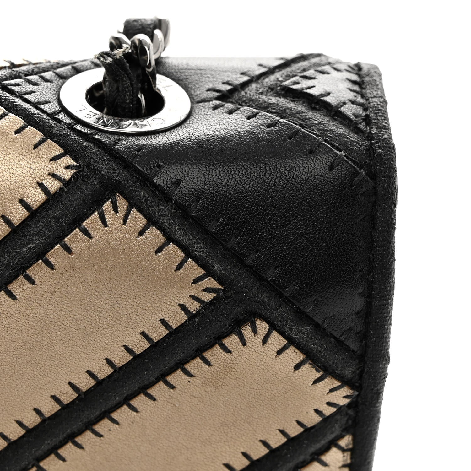 Chanel Lambskin Grosgrain Chevron Quilted Small Couture Flap Black Gold 17 of 18