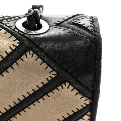 Chanel Lambskin Grosgrain Chevron Quilted Small Couture Flap Black Gold 17 of 18