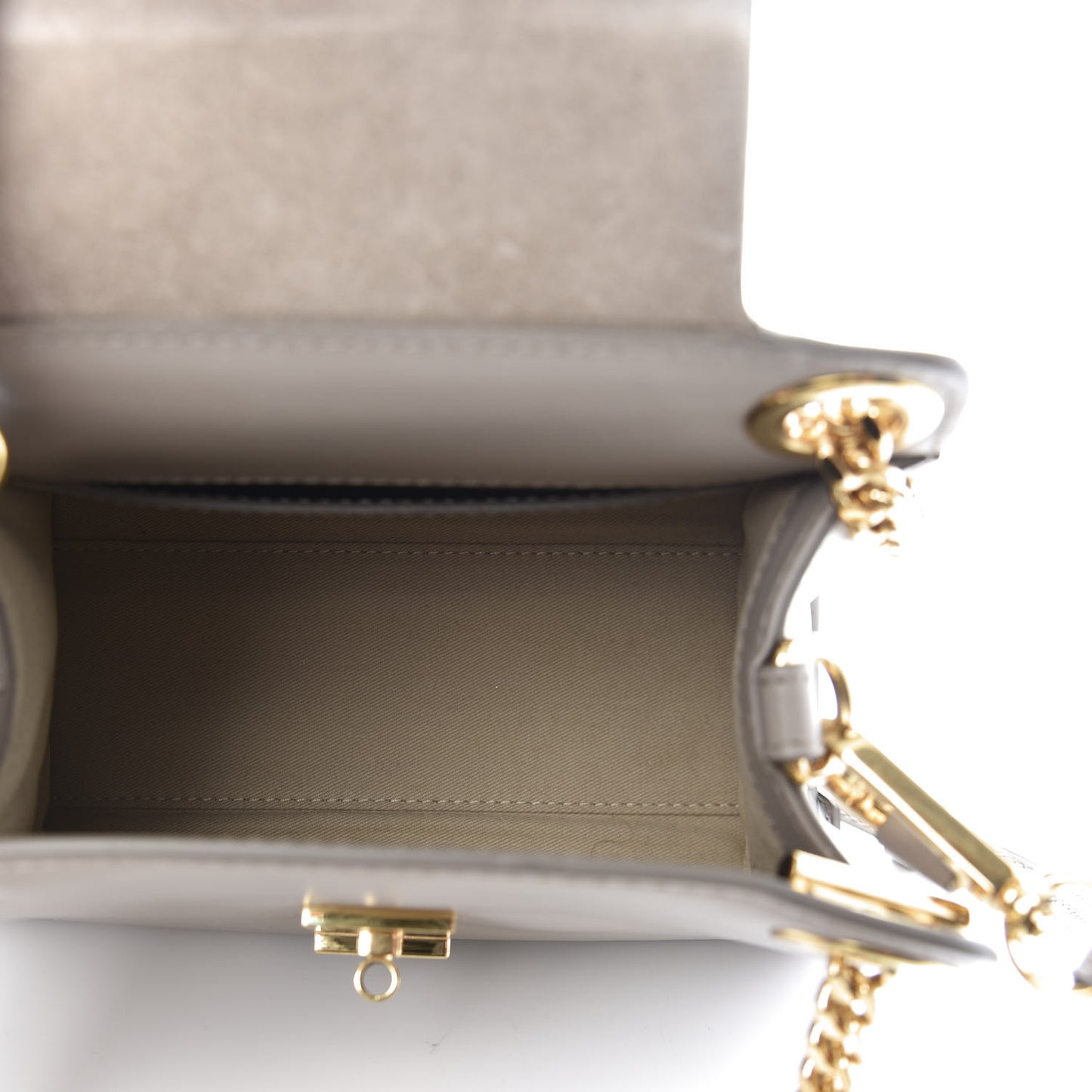 Shiny Calfskin Mini Annie Shoulder Bag Motty Grey