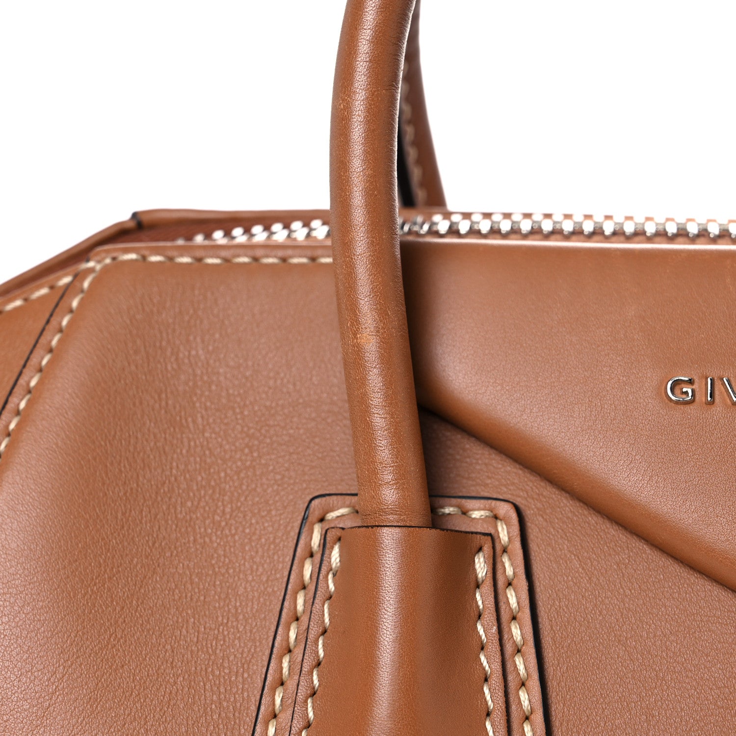 Givenchy Calfskin Contrast Topstitch Medium Antigona Cognac 21 of 30