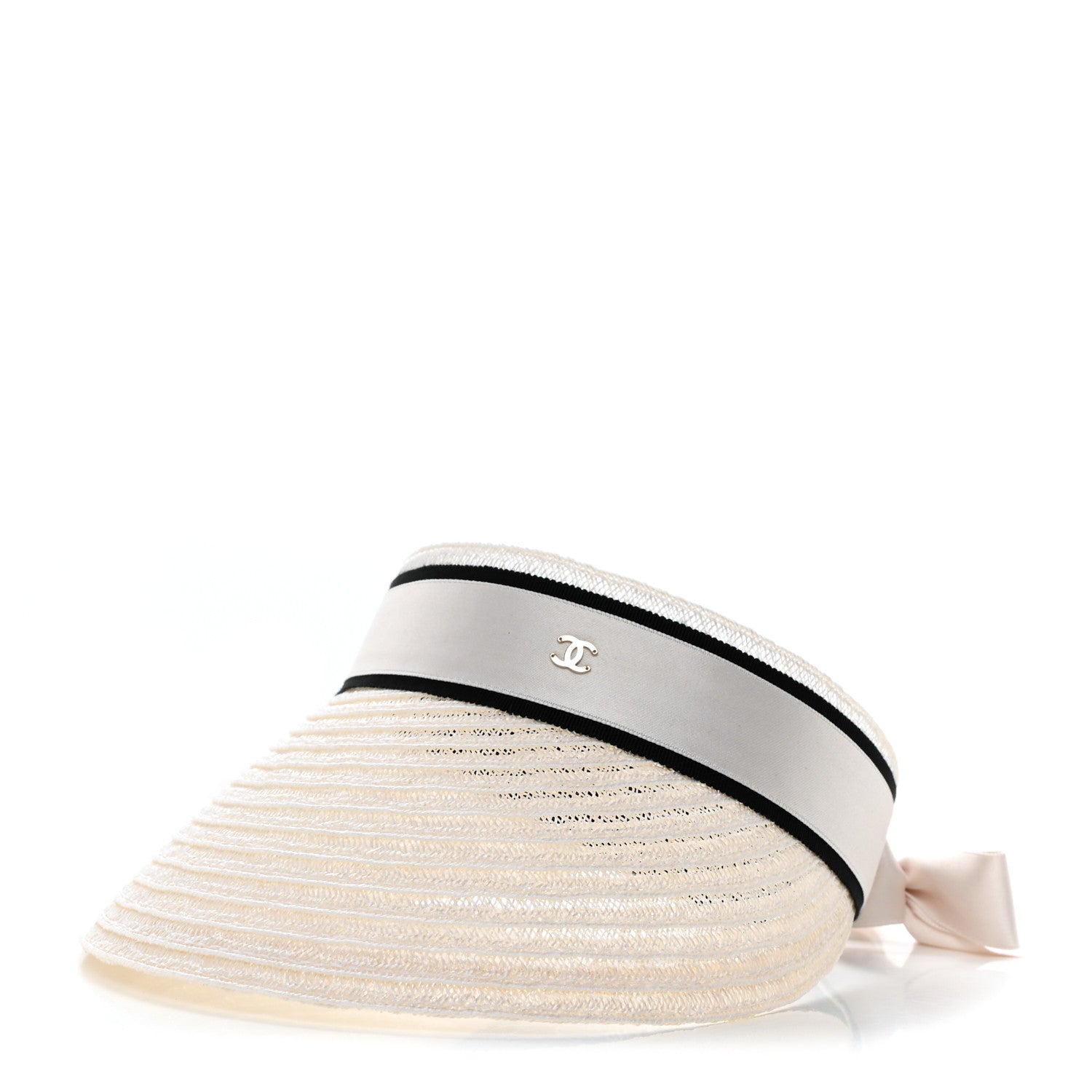 Chanel Abaca Cotton Ribbon Visor M Ecru White 1 of 8