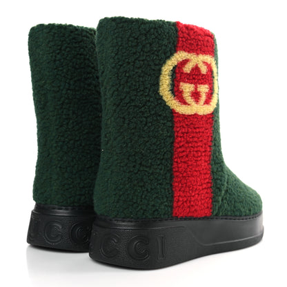 Gucci Auckland Interlock Furry Teddy Ankle Boots 41 Green Red Yellow 4 of 8