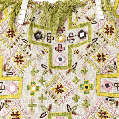 Fendi Fabric Mirror Beaded Embroidered Fringe Tote Multicolor 10 of 12