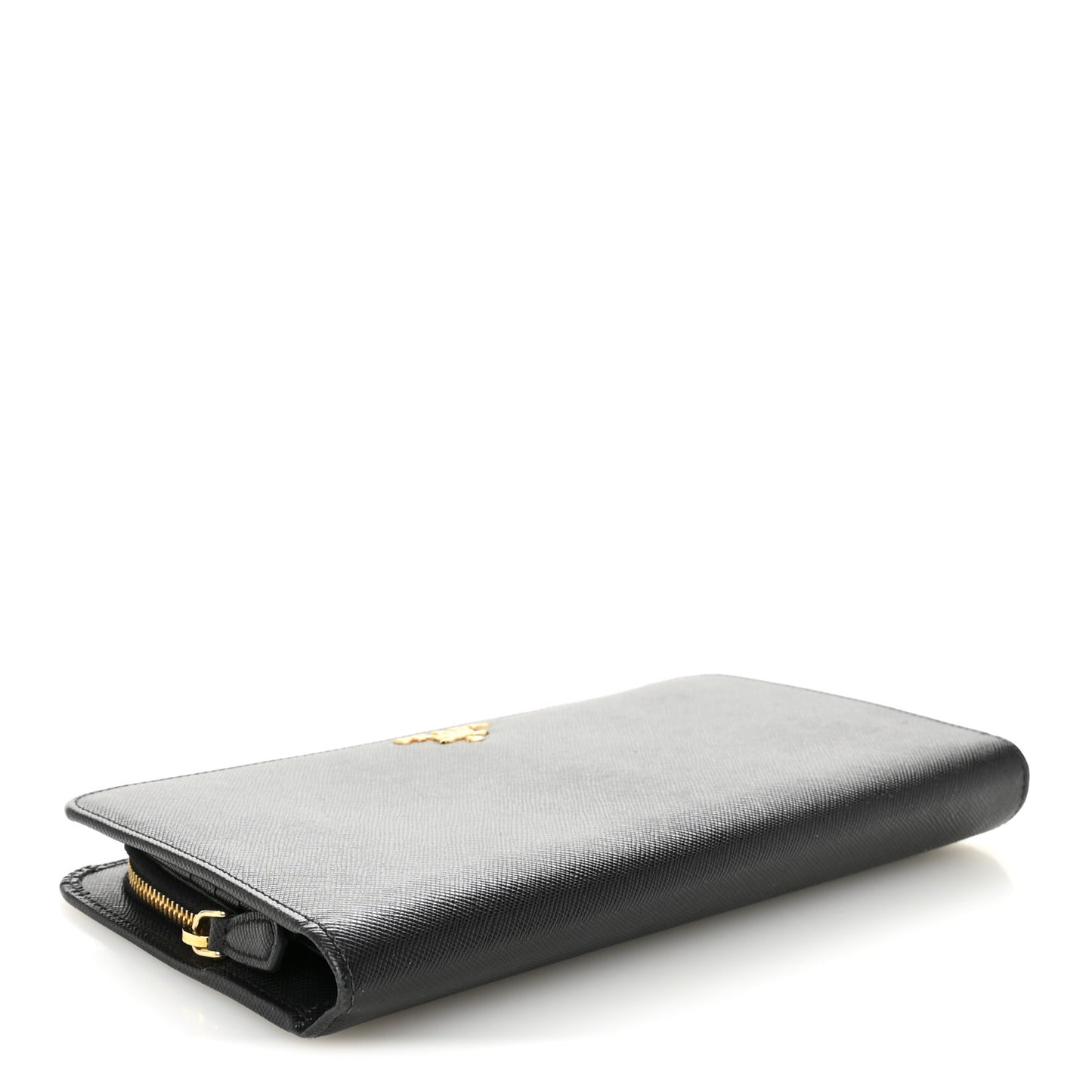 Saffiano Metal Double Snap Travel Wallet Black