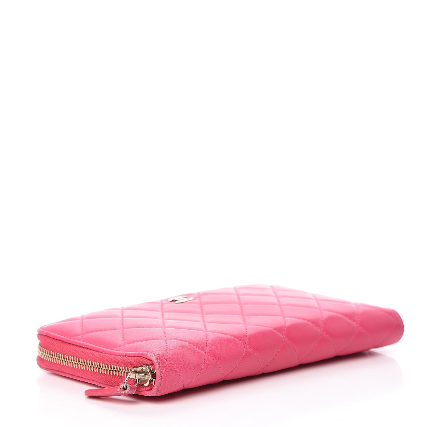 Chanel Lambskin Quilted Large Zip Around Organizer Wallet Dark Pink 4 of 14