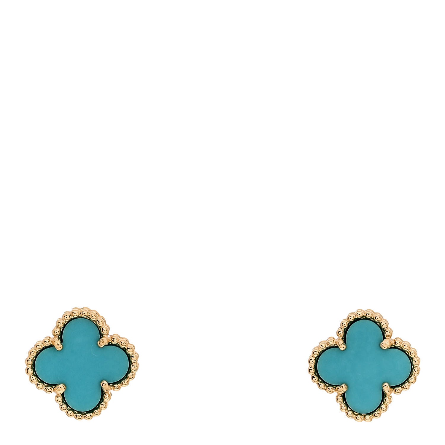 Van Cleef & Arpels 18K Yellow Gold Turquoise Sweet Alhambra Earrings 1 of 5