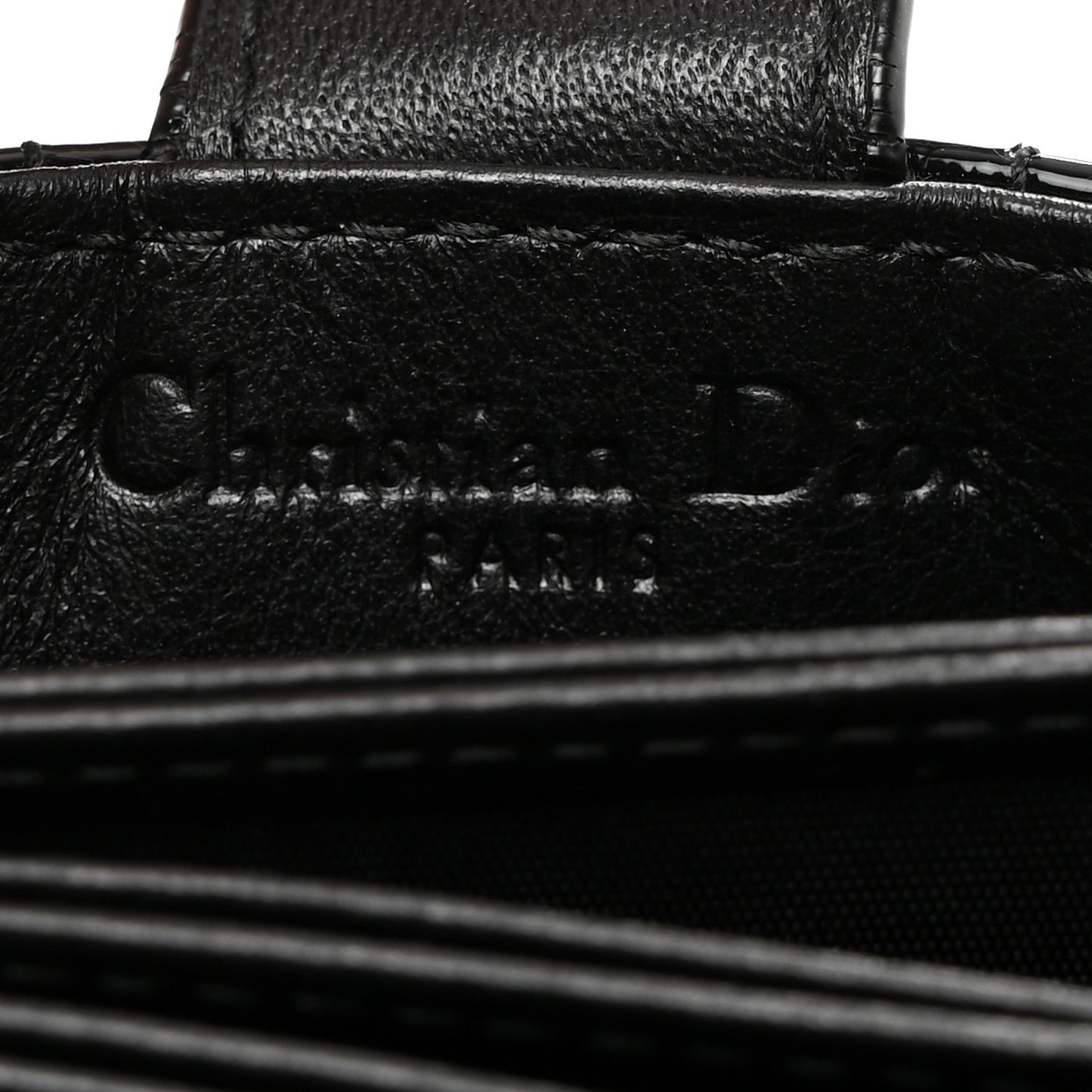 CHRISTIAN DIOR Patent Cannage Lady Dior 5-Gusset Card Holder Black