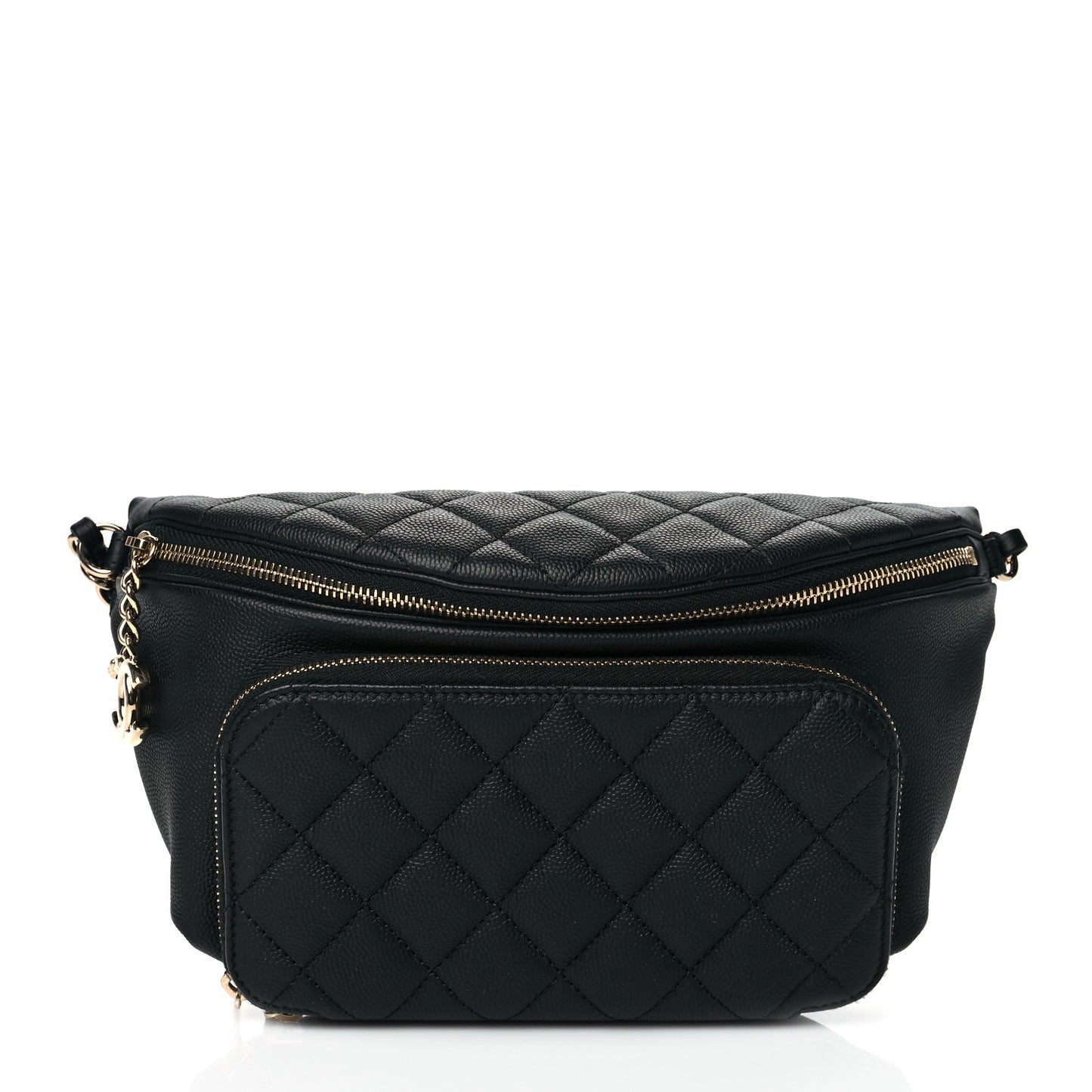 Caviar Quilted Business Affinity Waist Belt Bag Black