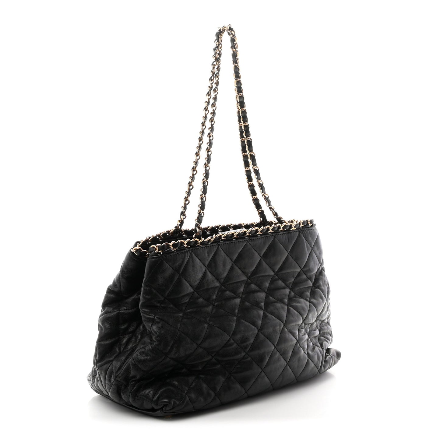 Calfskin Quilted Small Chain Me Tote Black