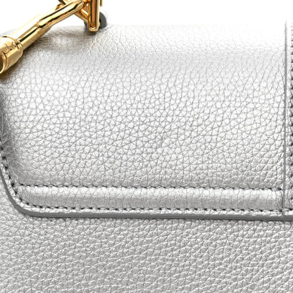 Celine Laminated Grained Calfskin Small 16 Top Handle Bag Silver 14 of 17