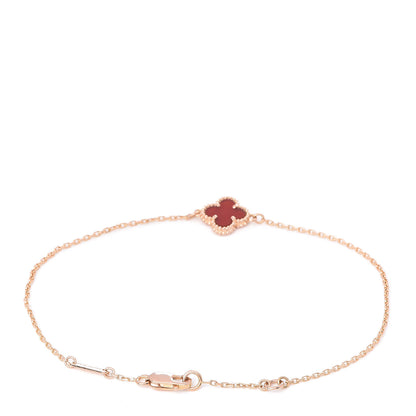 Van Cleef & Arpels 18K Rose Gold Carnelian Sweet Alhambra Bracelet 3 of 6