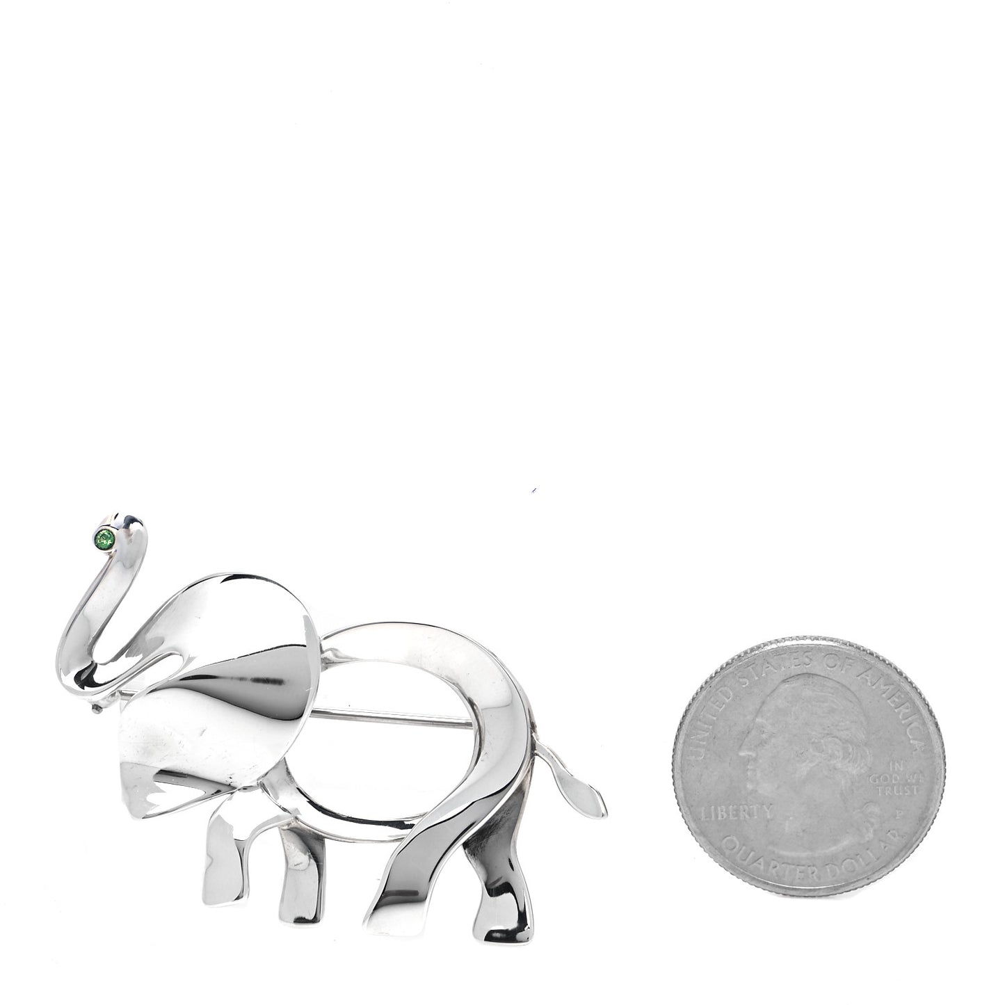 Sterling Silver Tsavorite Save the Wild Elephant Brooch