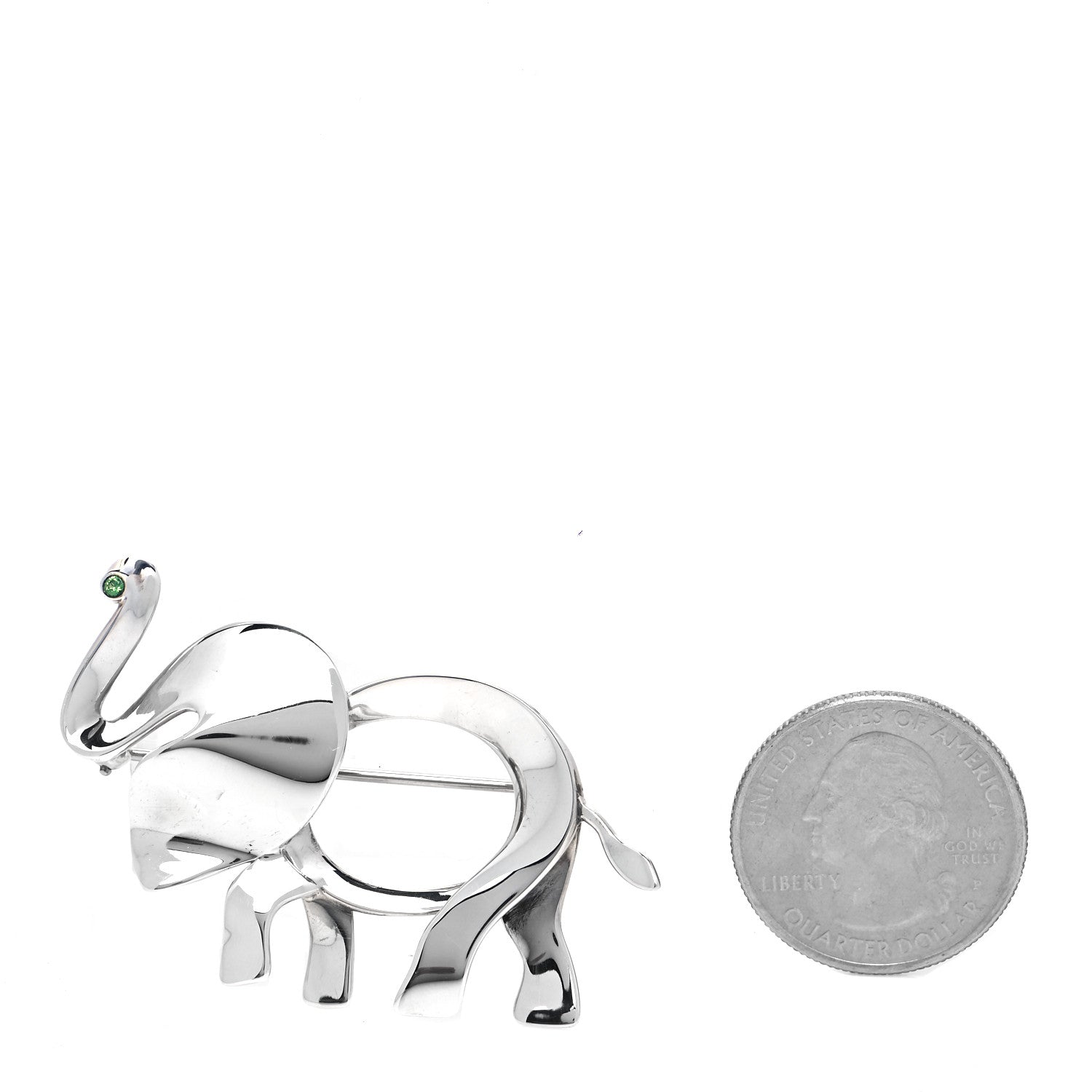 Tiffany Sterling Silver Tsavorite Save the Wild Elephant Brooch 2 of 4