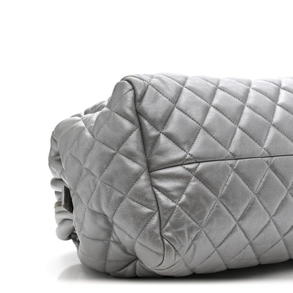 Chanel Metallic Lambskin Quilted Coco Cocoon Bowler Silver 9 of 14