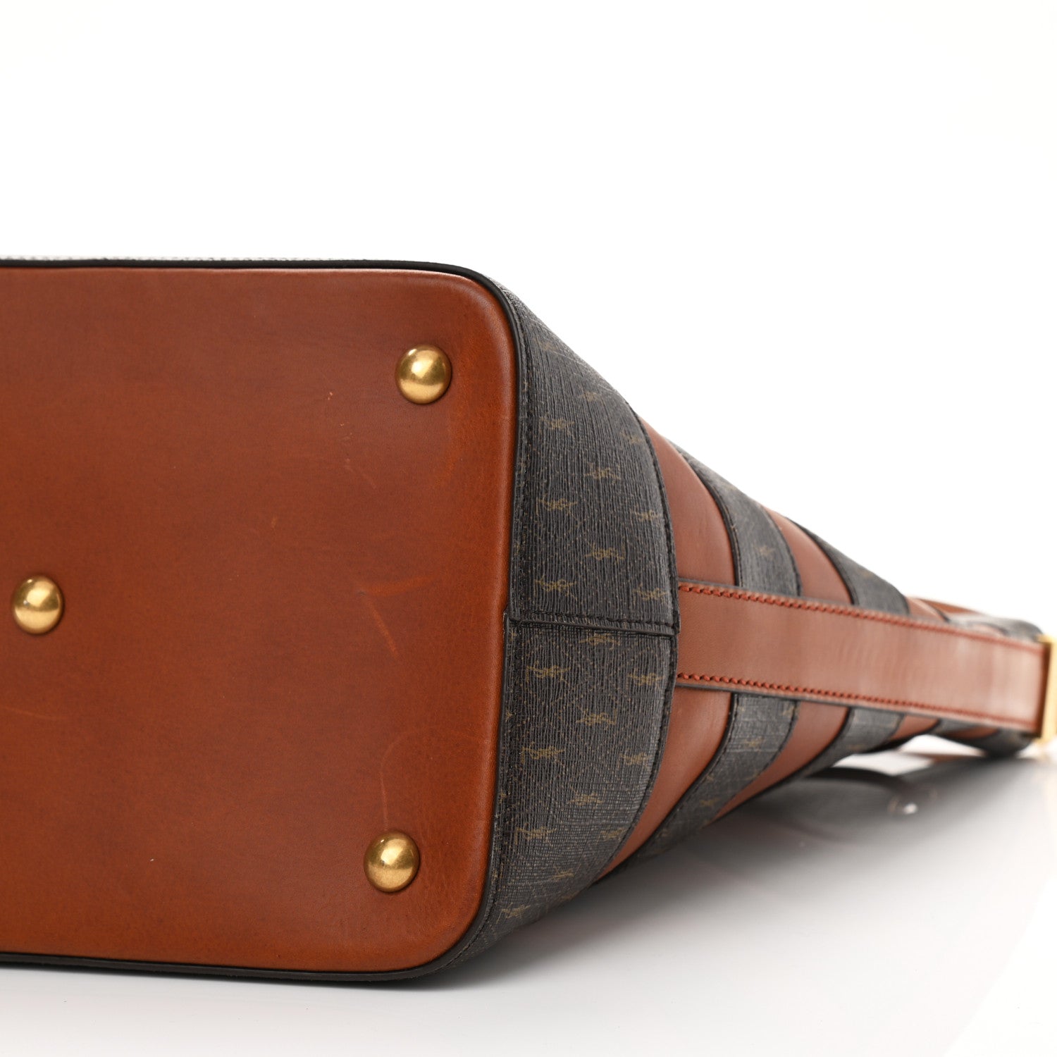 Saint Laurent Canvas Smooth Calfskin Le Monogramme Striped Bucket Bag Brown 11 of 11