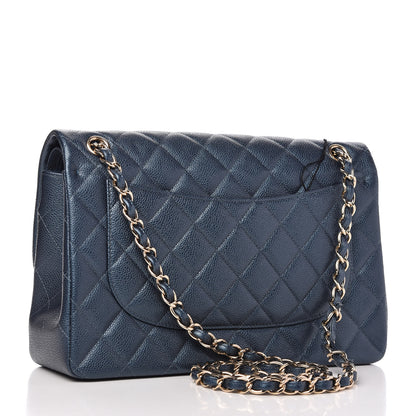 Chanel Iridescent Caviar Quilted Jumbo Double Flap Dark Blue 3 of 11