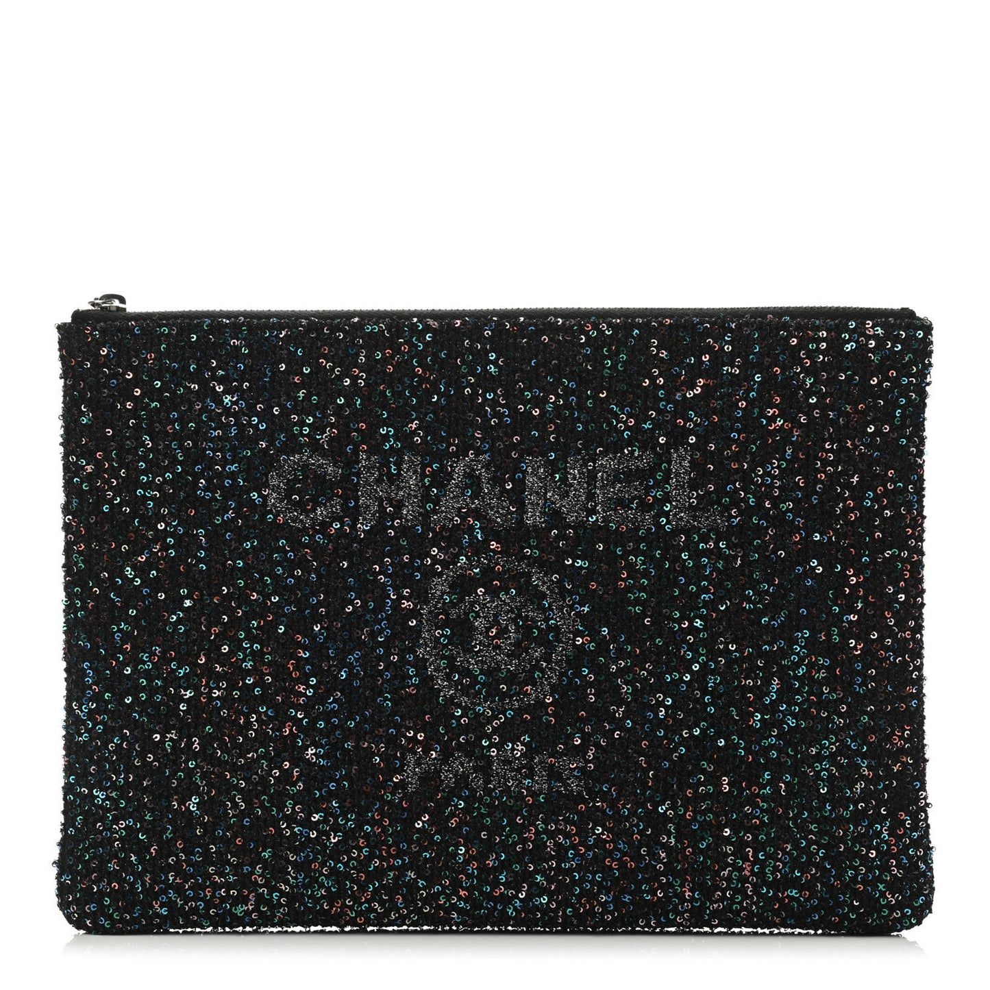 Canvas Sequin Medium Deauville Cosmetic Pouch Black