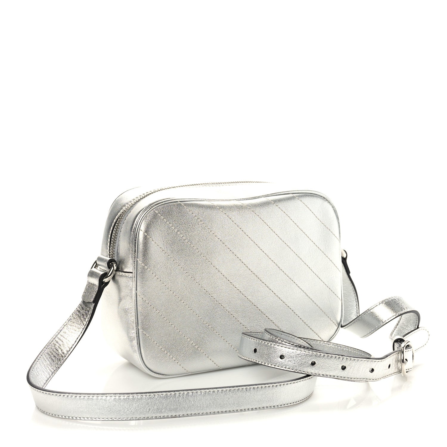 Gucci Metallic Sakai Be Green Calfskin Diagonal Stitched Small Blondie Shoulder Bag Silver 3 of 10