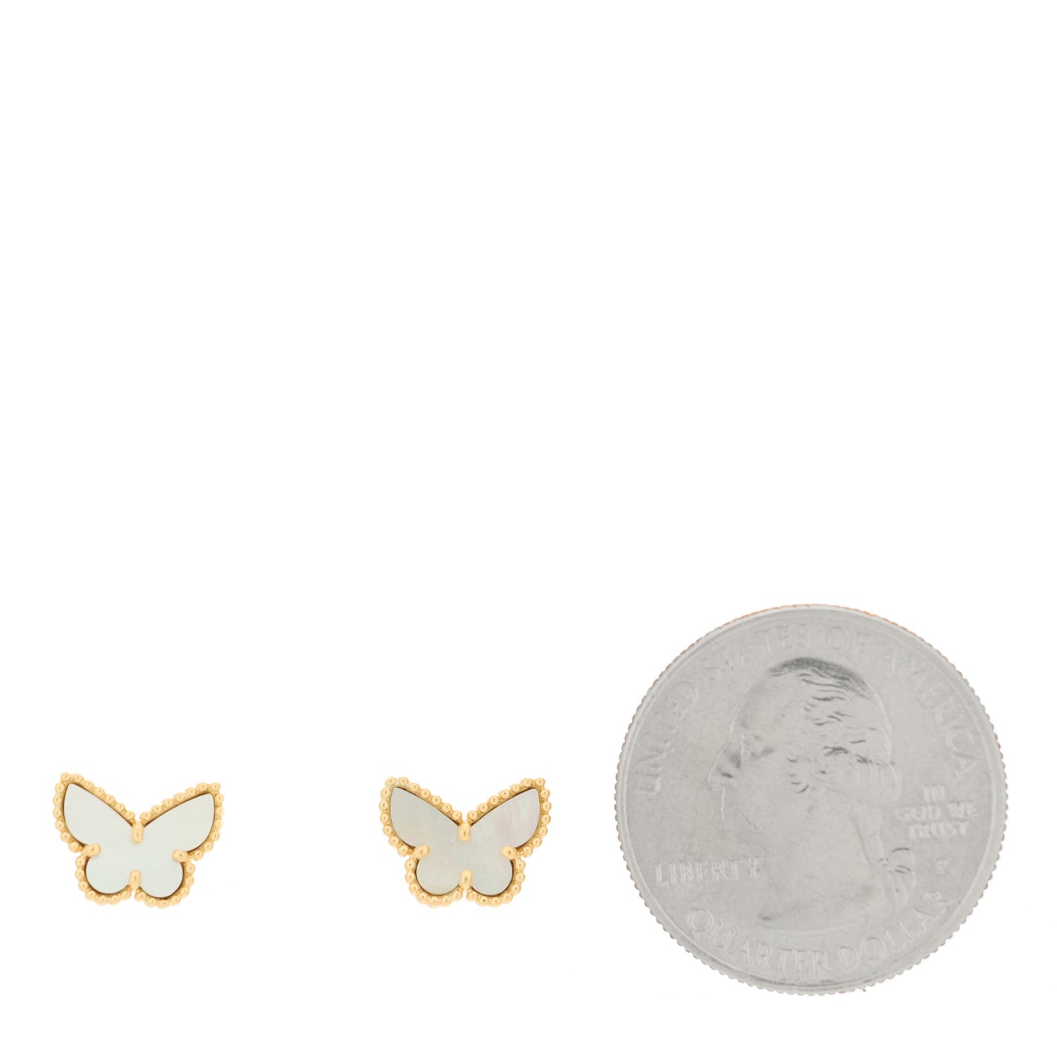 Van Cleef & Arpels 18K Yellow Gold Mother of Pearl Sweet Alhambra Butterfly Earrings 2 of 4