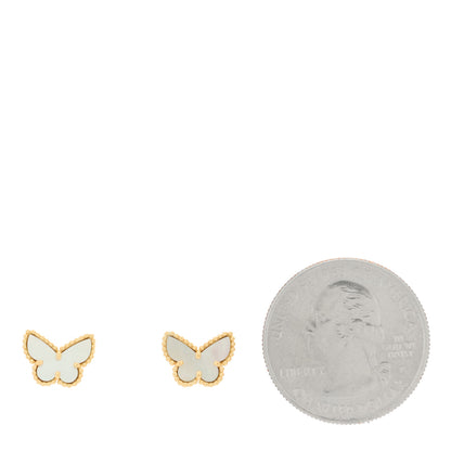 Van Cleef & Arpels 18K Yellow Gold Mother of Pearl Sweet Alhambra Butterfly Earrings 2 of 4