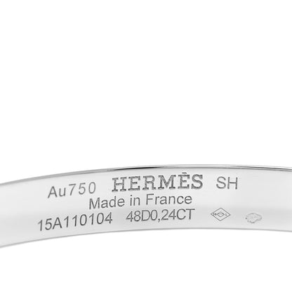Hermes 18K White Gold Diamond PM Collier De Chien Bracelet SH 3 of 4