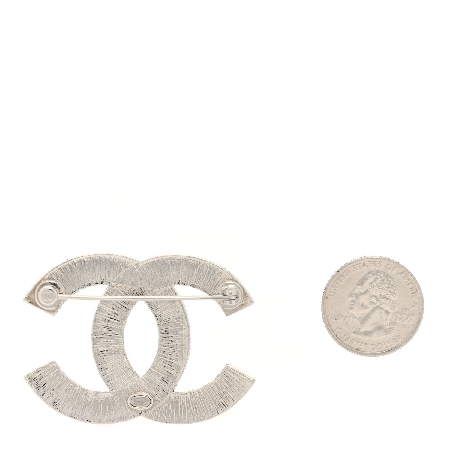 Chanel Baguette Crystal CC Brooch Silver 2 of 4