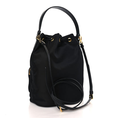 Prada Saffiano Tessuto Nylon Mini Bucket Crossbody Bag Black 3 of 9