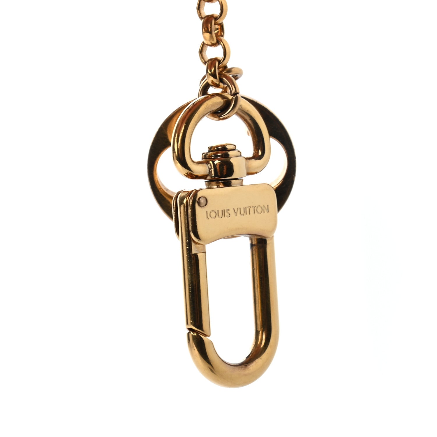 Louis Vuitton Brass Enamel Fleur De Monogram Bag Charm Chain Gold 4 of 4