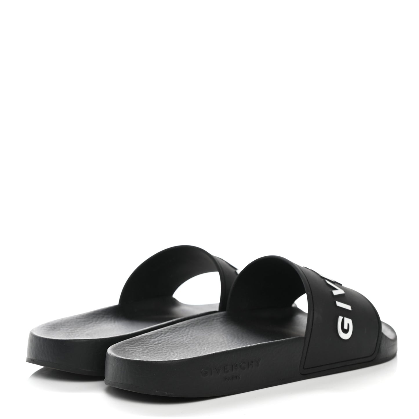 Rubber Logo Pool Slide Sandals 38 Black