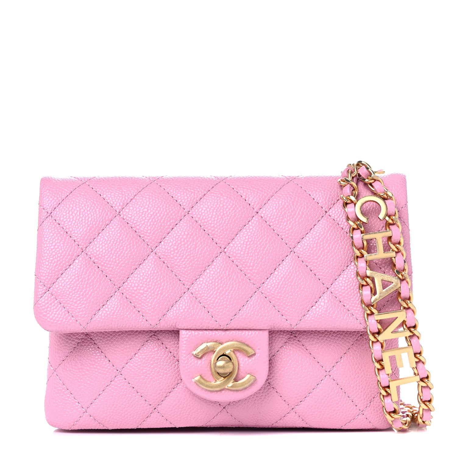 Chanel Shiny Caviar Pick Me Up Flap Belt Bag Pink 1 of 10