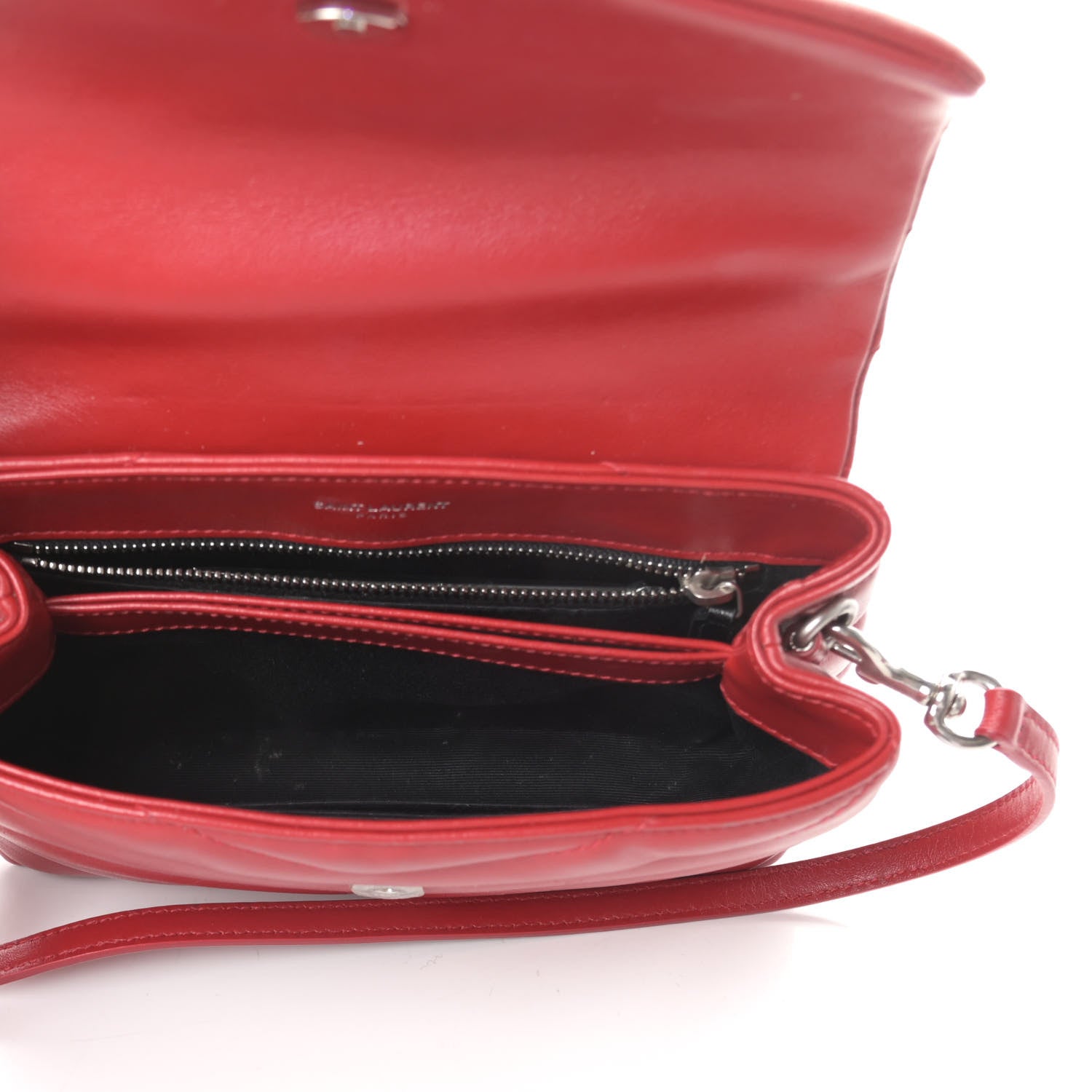 Saint Laurent Calfskin Y Quilted Monogram Toy Loulou Crossbody Bag Rouge Eros 5 of 10