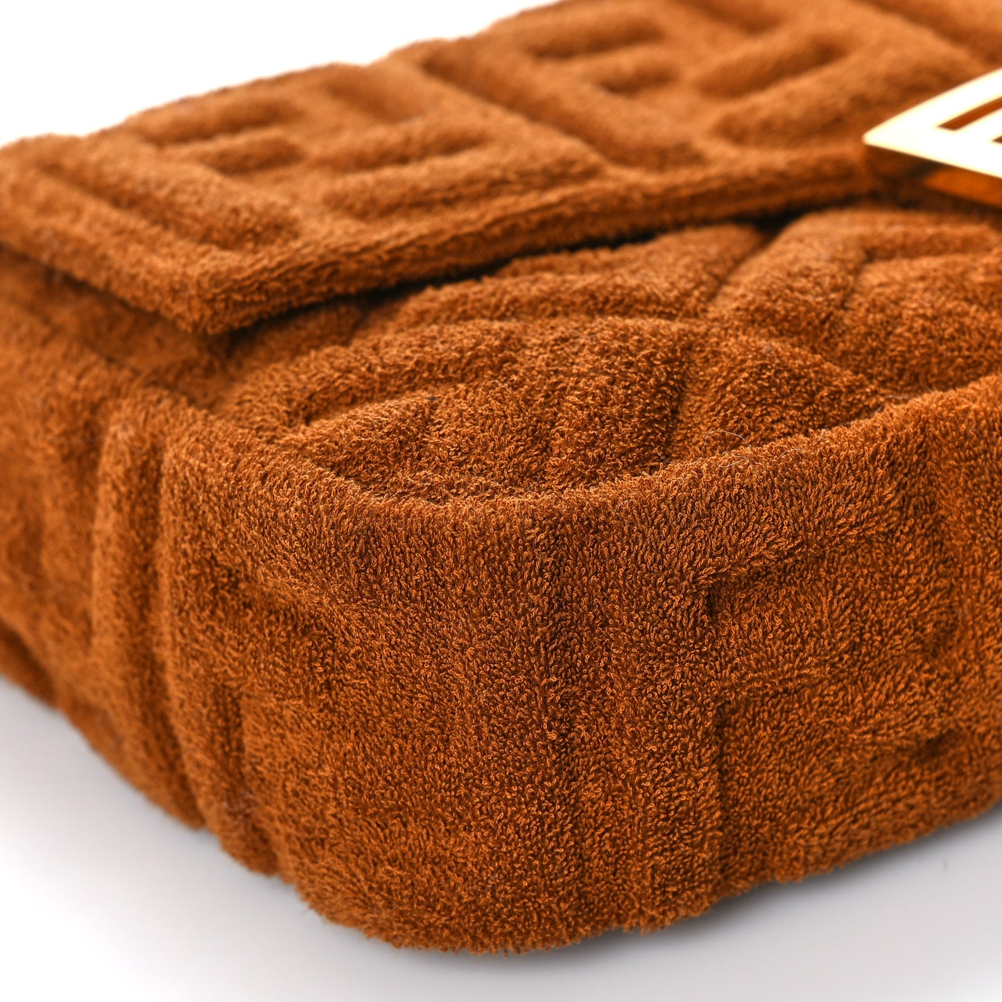 Terry Cloth Vitello Century Matte FF 1974 Embossed Baguette Caramel