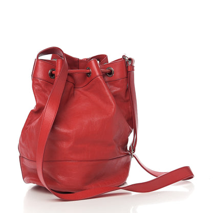 Saint Laurent Calfskin Medium Rider Bucket Bag Red 2 of 9