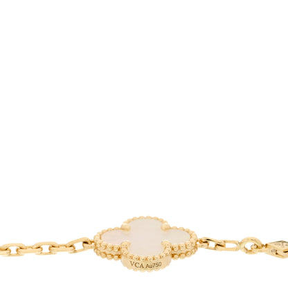 Van Cleef & Arpels 18K Yellow Gold Mother of Pearl 5 Motifs Vintage Alhambra Bracelet 3 of 5