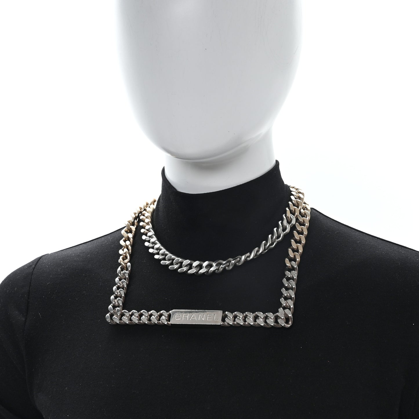 Oversized Chain Logo Short Necklace Gold Silver