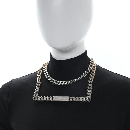 Chanel Oversized Chain Logo Short Necklace Gold Silver 2 of 4