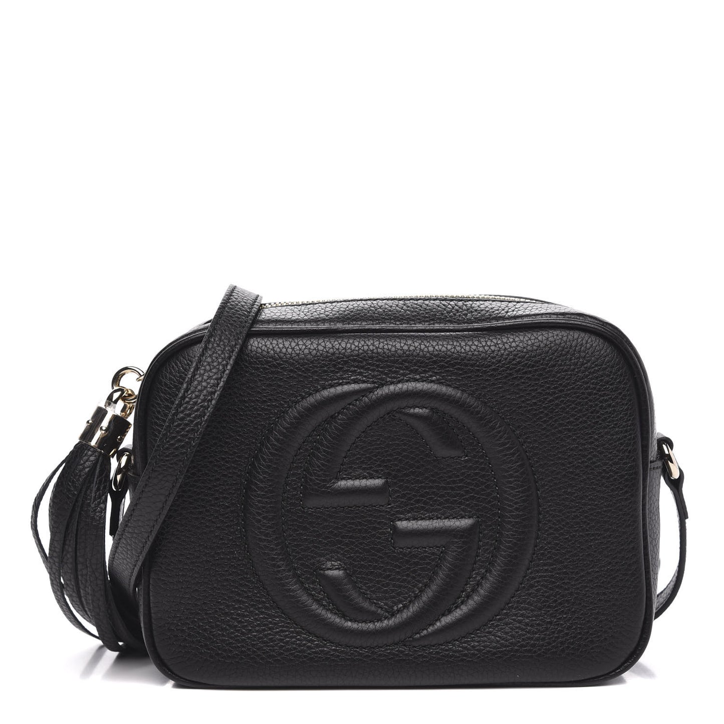 Pebbled Calfskin Small Soho Disco Bag Black