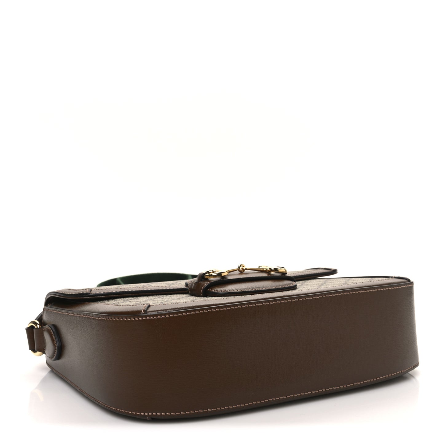 GG Supreme Monogram Azalea Calfskin Web Medium Horsebit 1955 Shoulder Bag Beige Ebony Brown Sugar
