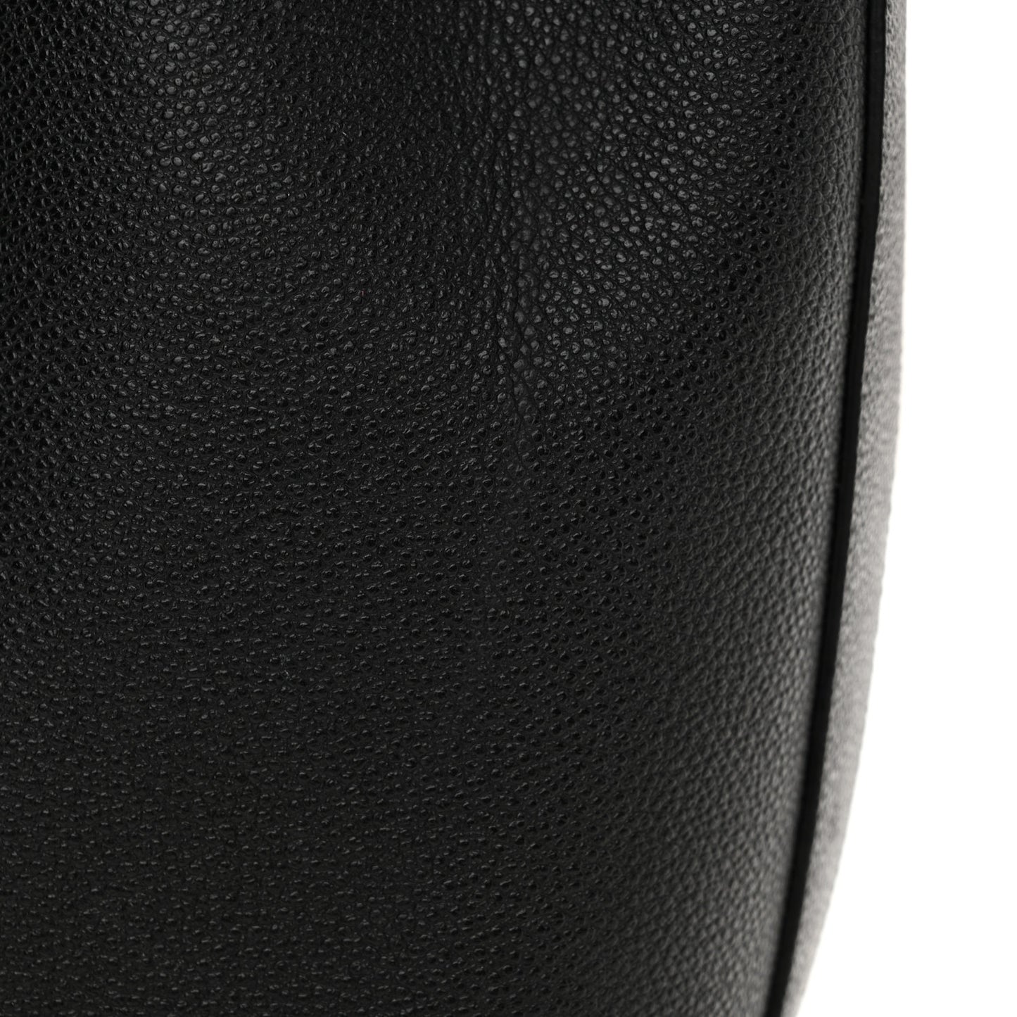 Grained Calfskin Medium Emmanuelle Bucket Bag Black