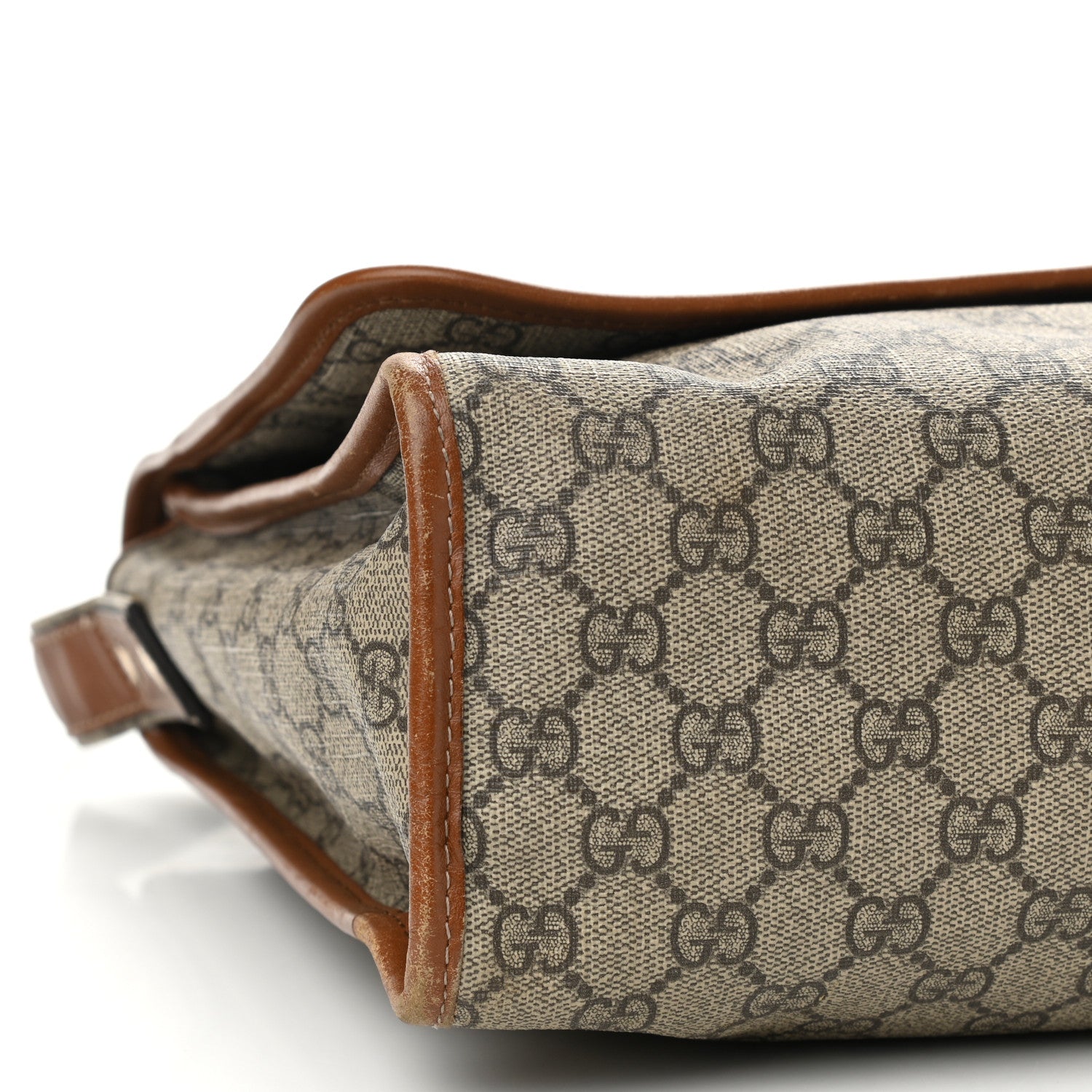 Gucci GG Monogram Flap Messenger Bag Beige Dark Brown 9 of 14