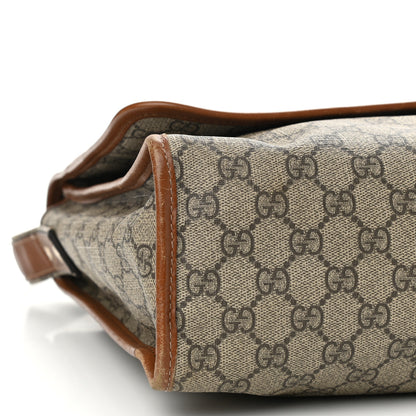 Gucci GG Monogram Flap Messenger Bag Beige Dark Brown 9 of 14