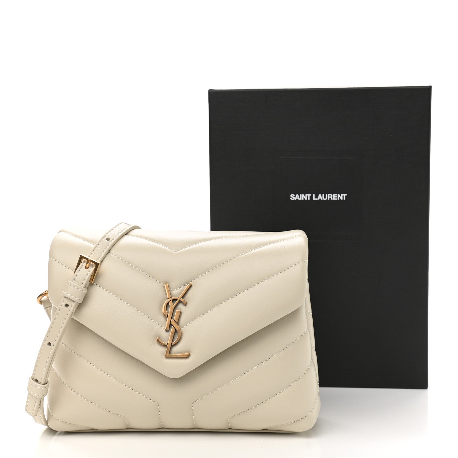 Saint Laurent Calfskin Y Quilted Monogram Toy Loulou Crossbody Bag Blanc Vintage 11 of 11