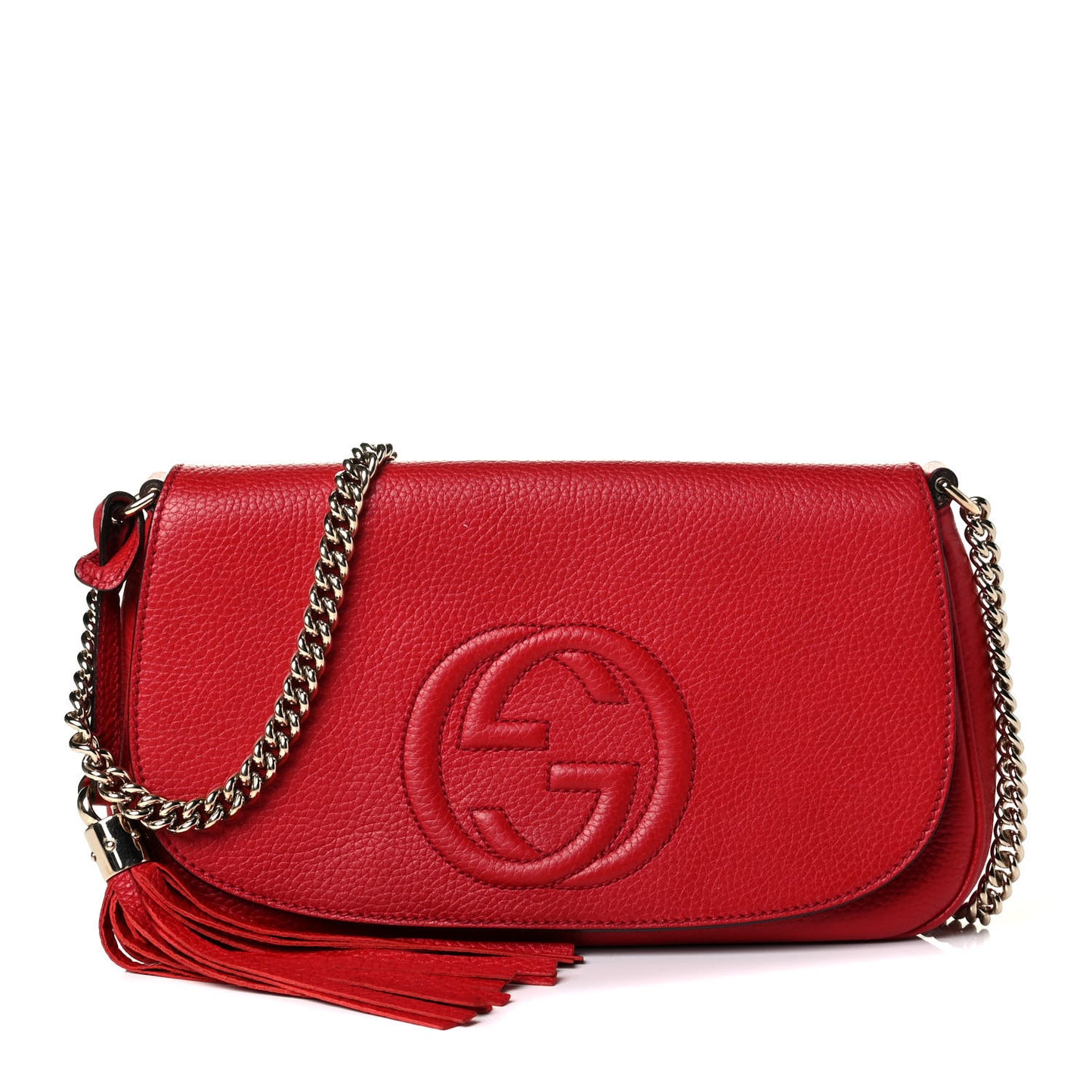 Pebbled Calfskin Medium Soho Flap Crossbody Tabasco Red