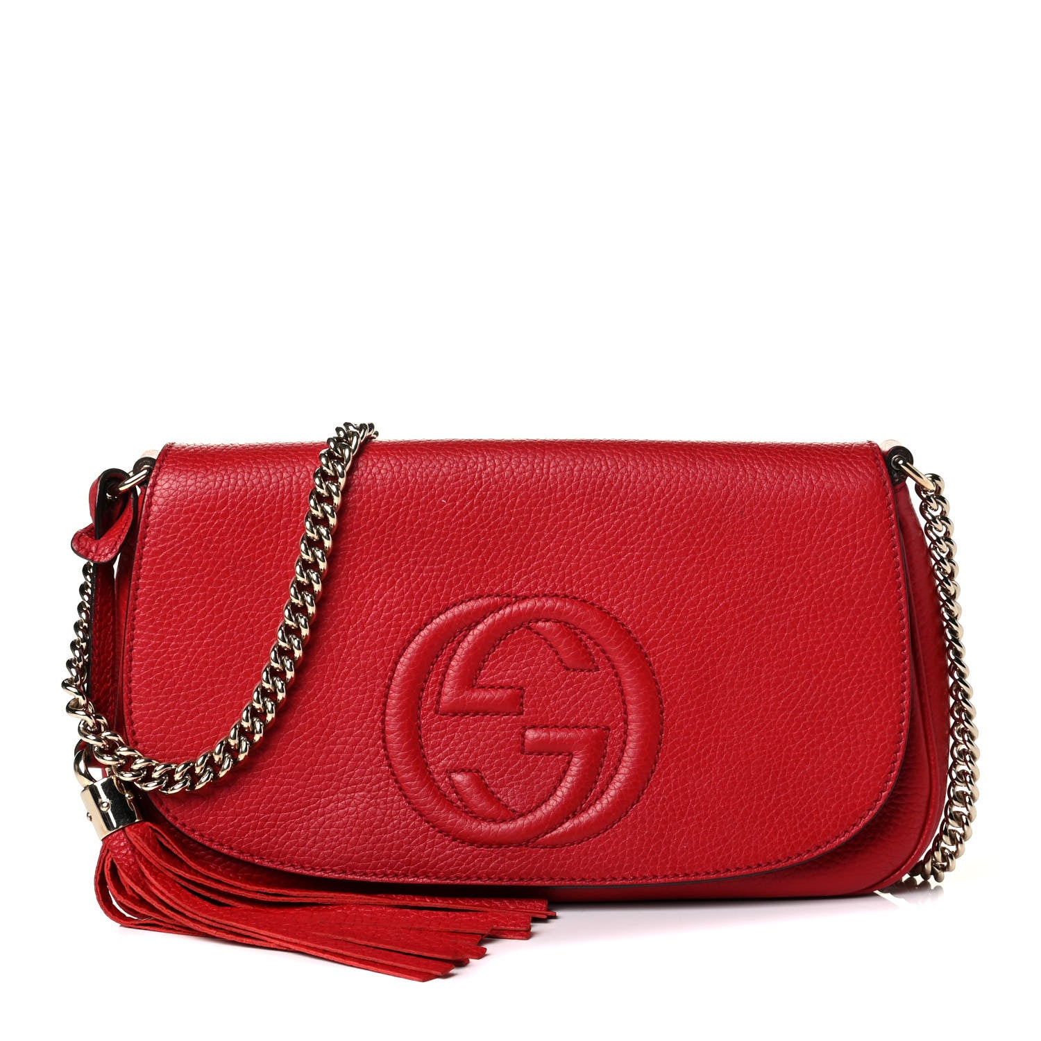 Gucci Pebbled Calfskin Medium Soho Flap Crossbody Tabasco Red 1 of 5